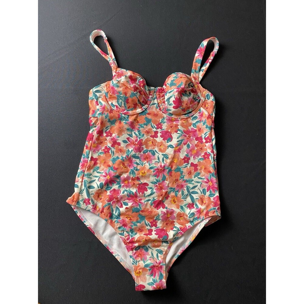Shade And Shore 1 Piece S Swimsuit G15 Floral Orange, Pink, Swimwear Beach
